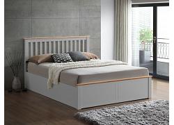 4ft6 Malmo Pearl Grey Wooden Ottoman Storage Lift Up Bed Frame 1